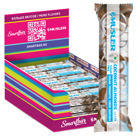 Батончик мюсли MUSLER ORGANIC "Кокос, миндаль", 25 шт. х 35 г